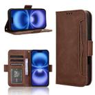 For iPhone 16 Skin Feel Calf Texture Card Slots Leather Phone Case(Brown) - 1