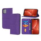 For iPhone 15 Pro Max Woven Texture Stitching Magnetic Leather Phone Case(Purple) - 1