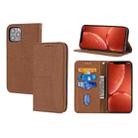 For iPhone 15 Pro Woven Texture Stitching Magnetic Leather Phone Case(Brown) - 1