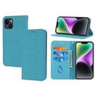 For iPhone 15 Woven Texture Stitching Magnetic Leather Phone Case(Blue) - 1