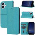 For iPhone 16 Woven Texture Stitching Magnetic Leather Phone Case(Blue) - 1
