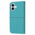 For iPhone 16 Woven Texture Stitching Magnetic Leather Phone Case(Blue) - 3