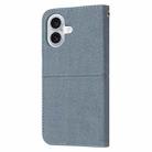 For iPhone 16 Woven Texture Stitching Magnetic Leather Phone Case(Grey) - 3