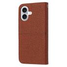 For iPhone 16 Woven Texture Stitching Magnetic Leather Phone Case(Brown) - 3