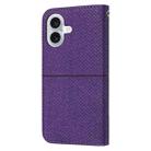 For iPhone 16 Woven Texture Stitching Magnetic Leather Phone Case(Purple) - 3