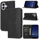 For iPhone 16 Woven Texture Stitching Magnetic Leather Phone Case(Black) - 1