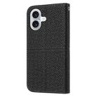 For iPhone 16 Woven Texture Stitching Magnetic Leather Phone Case(Black) - 3