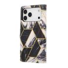For iPhone 17 Pro Max Marble Bronzing Stitching Leather Phone Case(Black) - 2
