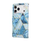 For iPhone 17 Pro Max Marble Bronzing Stitching Leather Phone Case(Blue) - 2