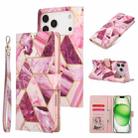 For iPhone 17 Pro Max Marble Bronzing Stitching Leather Phone Case(Purple) - 1