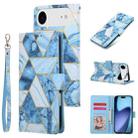 For iPhone 17 Air Marble Bronzing Stitching Leather Phone Case(Blue) - 1