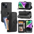 For iPhone 15 Plus Oil Skin Zipper Wallet Leather Phone Case(Black) - 1