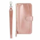 For iPhone 16 Pro Max Oil Skin Zipper Wallet Leather Phone Case(Rose Gold) - 2