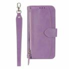 For iPhone 16 Pro Max Oil Skin Zipper Wallet Leather Phone Case(Purple) - 2