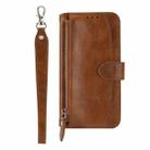 For iPhone 16 Pro Max Oil Skin Zipper Wallet Leather Phone Case(Brown) - 2