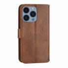 For iPhone 16 Pro Max Oil Skin Zipper Wallet Leather Phone Case(Brown) - 3