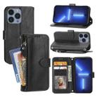 For iPhone 16 Pro Max Oil Skin Zipper Wallet Leather Phone Case(Black) - 1