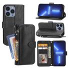 For iPhone 16 Pro Oil Skin Zipper Wallet Leather Phone Case(Black) - 1