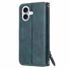 For iPhone 16 Oil Skin Zipper Wallet Leather Phone Case(Blue) - 3