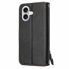 For iPhone 16 Oil Skin Zipper Wallet Leather Phone Case(Black) - 3