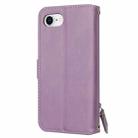 For iPhone SE 2024 Oil Skin Zipper Wallet Leather Phone Case(Purple) - 3