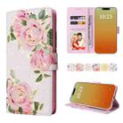 For iPhone 15 Pro Max Bronzing Painting RFID Leather Case(Rose Flower) - 1