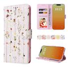 For iPhone 15 Pro Bronzing Painting RFID Leather Case(Dreid Flower World) - 1