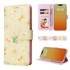 For iPhone 15 Pro Bronzing Painting RFID Leather Case(Yellow Daisy) - 1