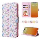 For iPhone 15 Pro Bronzing Painting RFID Leather Case(Pansies) - 1