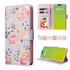 For iPhone 15 Plus Bronzing Painting RFID Leather Case(Pastoral Rose) - 1