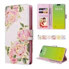 For iPhone 15 Plus Bronzing Painting RFID Leather Case(Rose Flower) - 1