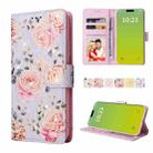 For iPhone 15 Bronzing Painting RFID Leather Case(Pastoral Rose) - 1