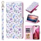 For iPhone 16 Bronzing Painting RFID Leather Case(Pansies) - 1