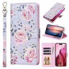 For iPhone 16 Plus Bronzing Painting RFID Leather Case(Pastoral Rose) - 1