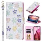 For iPhone 16 Plus Bronzing Painting RFID Leather Case(Bloosoming Flower) - 1