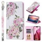 For iPhone 16 Plus Bronzing Painting RFID Leather Case(Rose Flower) - 1