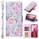 For iPhone 16 Pro Bronzing Painting RFID Leather Case(Pastoral Rose) - 1