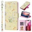 For iPhone 16 Pro Max Bronzing Painting RFID Leather Case(Yellow Daisy) - 1