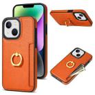 For iPhone 13 mini Ring Card  Litchi Leather Back Phone Case(Orange) - 1