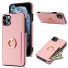 For iPhone 11 Pro Max Ring Card  Litchi Leather Back Phone Case(Pink) - 1