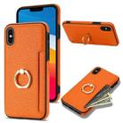 For iPhone XS / X Ring Card  Litchi Leather Back Phone Case(Orange) - 1