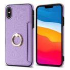 For iPhone XS / X Ring Card  Litchi Leather Back Phone Case(Purple) - 2