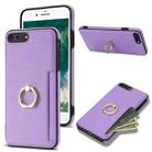 For iPhone 8 Plus / 7 Plus Ring Card  Litchi Leather Back Phone Case(Purple) - 1