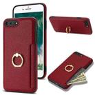 For iPhone 8 Plus / 7 Plus Ring Card  Litchi Leather Back Phone Case(Red) - 1