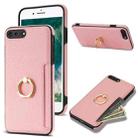 For iPhone 8 Plus / 7 Plus Ring Card  Litchi Leather Back Phone Case(Pink) - 1
