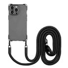 For iPhone 15 Pro Max Four-corner Shockproof TPU Phone Case with Lanyard(Black) - 1