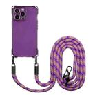 For iPhone 15 Pro Max Four-corner Shockproof TPU Phone Case with Lanyard(Purple) - 1