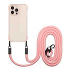 For iPhone 15 Pro Four-corner Shockproof TPU Phone Case with Lanyard(Pink) - 1