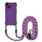 For iPhone 15 Plus Four-corner Shockproof TPU Phone Case with Lanyard(Purple) - 1