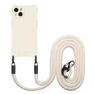 For iPhone 14 Plus Four-corner Shockproof TPU Phone Case with Lanyard(White) - 1